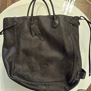 Gorgeous Coach generous black leather tote with decorative details